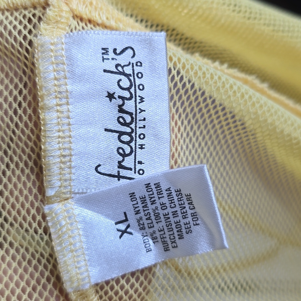 Vintage Frederick's of Hollywood Yellow Mesh Babydoll Size XL - Picture 6 of 7